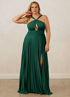 Christian Siriano Bridal for Azazie 1009 Bridesmaid Dresses Emerald A-Line Pleated Chiffon Dress image11