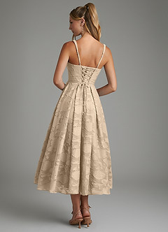 Azazie Isabella Brautjungfernkleider A-Linie Korsett Blumen-Burnout Kleid Champagner image7