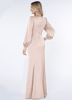 Azazie Raye Brudtärnklänningar Klänning av Sjöjungfru i Stretch Satin Långärmad Rodnande Rosa image4