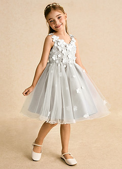 Azazie Junebug Flower Girl Dresses Ivory Frost Ball-Gown Lace Tulle Dress image2