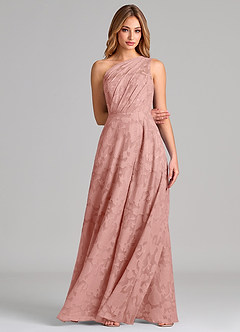 Azazie Phaedra Abiti da Damigella Abito A-Line in Burnout Floreale Monospalla Rosetta image4