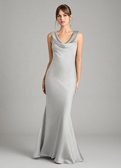 Azazie Rylina Bridesmaid Dresses Silver Mermaid Stretch Satin Dress image1