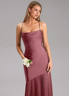 Azazie Grata Brautjungfernkleider Etui Seitliche Cut-Outs Stretch-Satin Kleid Wüstenrose image6