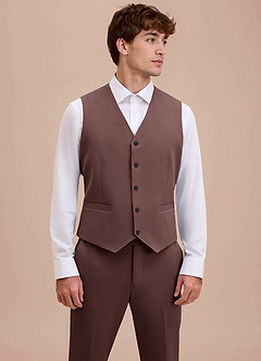 front Ethan Espresso Refined Weave Suit Vest