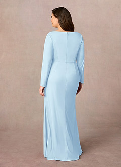 Azazie Risa Kleider für die Brautmutter Meerjungfrau-Linie V-Hals Gefaltet Gittergewebe Kleid Himmelblau image8