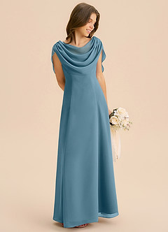 Azazie Lambie Junior Abito A-Line in Chiffon Plissettato Bermuda image5