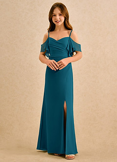 Azazie Pippy Girls Formal Sukienki dla dziewczynek sypiących kwiaty Linia A Dekolt w kształcie serca Szyfon Długość podłogi Sukienka image4