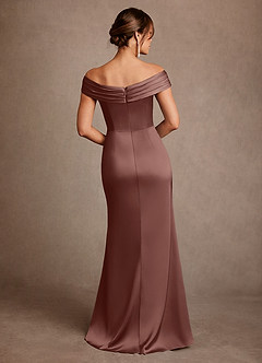 Azazie Bedford Final Sale Ganache Sheath Pleated Stretch Satin Dress image3