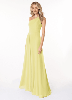 Azazie Dallas Bridesmaid Dresses Lemon Sorbet A-Line One Shoulder Chiffon Dress image1