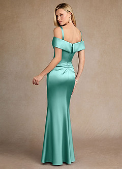 Azazie Laredo vestidos de madre de la novia Vestido de Aqua de Satén Elástico de Sirena con Vestidos sin tirantes image4