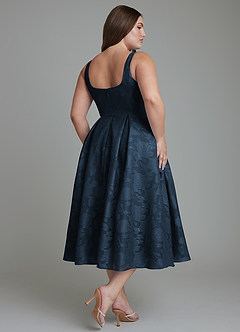 Azazie Amalie Bridesmaid Dresses Dark Navy A-Line Pleated Floral Burnout Dress image11