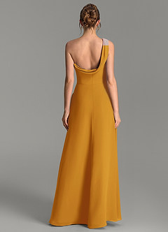 Azazie Thea Bridesmaid Dresses Butterscotch A-Line One Shoulder Chiffon Dress image2