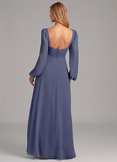 Azazie Simone Bridesmaid Dresses Stormy A-Line Long Sleeve Chiffon Dress image2