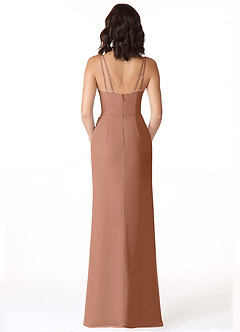 Azazie Leo Bridesmaid Dresses Bronzer Mermaid V-Neck Pleated Chiffon Dress image4