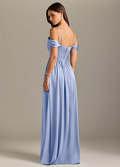 Azazie Calianna Bridesmaid Dresses Ice A-Line Off the Shoulder Stretch Satin Convertible Dress image10