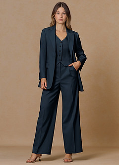 front Rowan Bleu Marine Blazer de performance à tissage raffiné