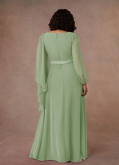 Azazie Priyanka Mother of the Bride Dresses Dusty Sage A-Line Boatneck Pleated Chiffon Dress image8
