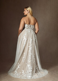 Azazie Aurorie Wedding Dresses Diamond White Nude A-Line Sequins Tulle Dress image8