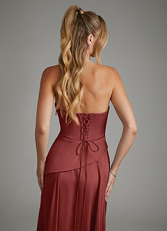 Azazie Gabriela Brautjungfernkleider A-Linie Korsett Stretch-Satin Kleid Terrakotta image9