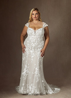 Azazie Salina Abiti da Sposa Abito Sirena in Tulle con Scollo a Cuore e Paillettes Bianco Diamante image12