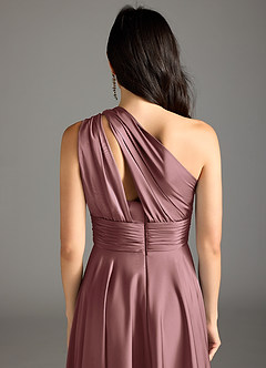 Azazie Charlize Bridesmaid Dresses Vintage Mauve A-Line One Shoulder Stretch Satin Dress image8