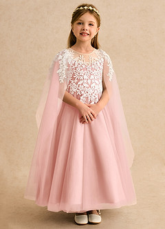 Azazie Dandelion Blumenmädchenkleider Ballkleid Spitze Kleid Rosettenrosa image7