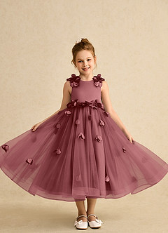 Azazie Atta Blumenmädchenkleider A-Linie One-Shoulder Tüll Kleid Amethyst image4