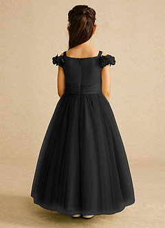 Azazie Jujube Flower Girl Dresses Black A-Line Beaded Tulle Dress image5