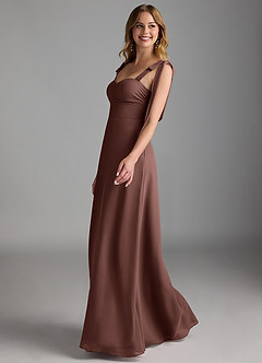 Azazie Lizet Bridesmaid Dresses Espresso A-Line Sweetheart Neckline Chiffon Dress image4