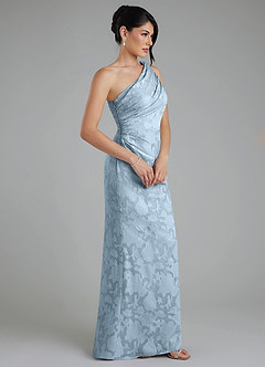 Azazie Akilah Robes de demoiselle d'honneur Robe Sirène en Blumen-Burnout Asymétrique Bleu Ciel image3