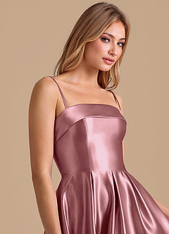 Azazie Lucienne Bridesmaid Dresses Vintage Mauve A-Line Pleated Metallic Satin Dress image7