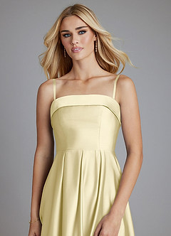 Azazie Lucienne Bridesmaid Dresses Lemon Sorbet A-Line Strapless Stretch Satin Convertible Dress image5