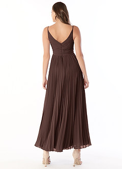 Azazie Raychelle Abiti da Damigella Abito A-Line in Chiffon con Scollo a V Ganache image3