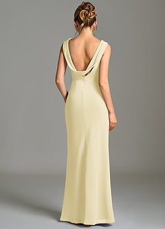 Azazie Kieryn Bridesmaid Dresses Lemon Sorbet Mermaid Pleated Chiffon Dress image2