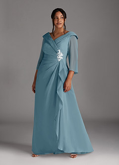 Azazie Jaycee Mother of the Bride Dresses Moody Blue A-Line Chiffon Dress image7