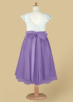 Azazie Vetty Robe Demoiselle D'honneur Fillette Robe Trapèze en Tulle Dentelle Ivoire Tahiti image13