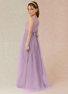Azazie Georgette Junior Wisteria A-Line Lace Tulle Dress image2