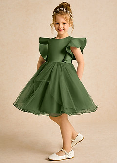 Azazie Chirp Robe Demoiselle D'honneur Fillette Robe Princesse en Tulle Olive image5