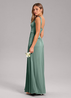 Azazie Frostine Brautjungfernkleider A-Linie Schleifen Stretch-Satin Kleid Eukalyptus image7