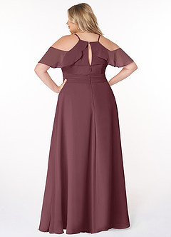 Azazie Dakota Bridesmaid Dresses Sangria A-Line V-Neck Pleated Chiffon Dress image7