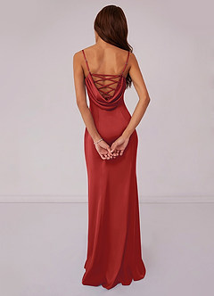 Barbie ♥ Azazie Bridesmaid Dresses Rust Mermaid Corset Stretch Satin Dress image2