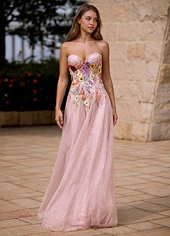 Broderie Rosa Grisácea Vestido de fiesta con hombros descubiertos image4
