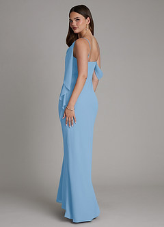 Azazie Yura Robes de demoiselle d'honneur Robe Sirène en Mousseline de soie Épaules dénudées Poudre Bleue image6