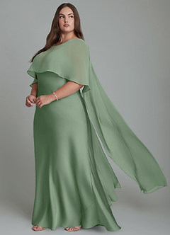 Azazie Stefania Brautjungfernkleider A-Linie Stretch-Satin Kleid Matcha image10