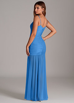 Azazie Aimie Bridesmaid Dresses Blue Jay Mermaid Mesh Dress image2