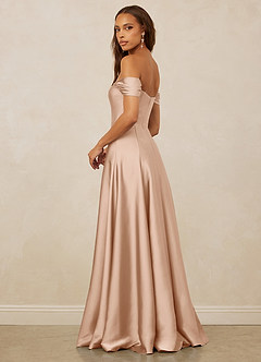 Christian Siriano Bridal for Azazie 1002 Bridesmaid Dresses English Rose A-Line Off the Shoulder Stretch Satin Convertible Dress image3