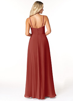 Azazie Moira Bridesmaid Dresses Terracotta A-Line Scoop Chiffon Dress image2