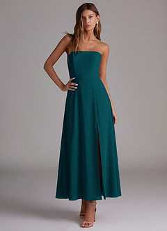 Azazie Wren Vestidos de madrinha de casamento Vestido Pinho de Chiffon de Linha A com Sem alças image5