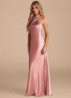 Azazie Doretta Bridesmaid Dresses Dusty Rose Mermaid Bow Metallic Satin Dress image4