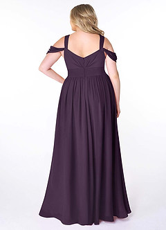 Azazie Lianne Bridesmaid Dresses Plum A-Line Off the Shoulder Chiffon Dress image9